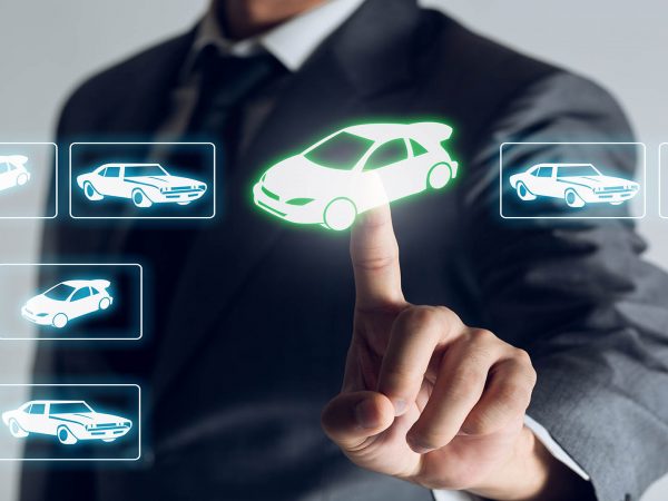 Businessman is shopping online to choose a cars to buy about internet of thing concept, Business background.